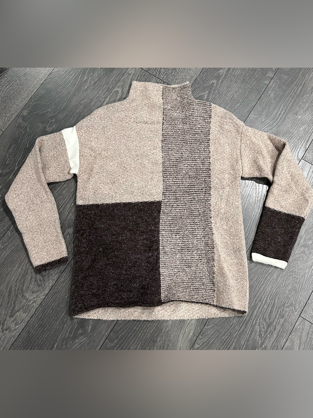 NORTHSTYLE Sweater Womens Medium Brown Blocked Mockneck Pullover Soft Comfy